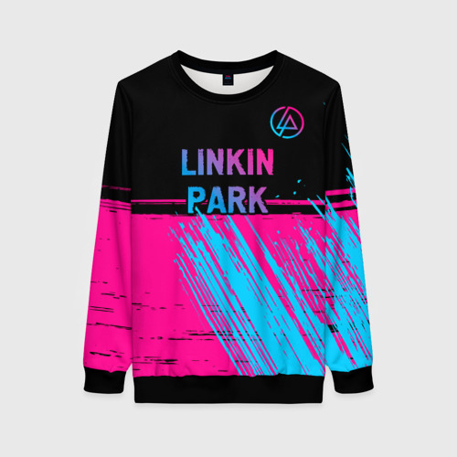 Женский свитшот 3D Linkin Park - neon gradient: символ сверху, цвет 3D печать