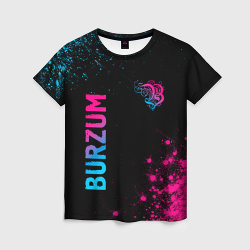 Женская футболка с принтом Burzum - neon gradient: надпись, символ, вид спереди №1