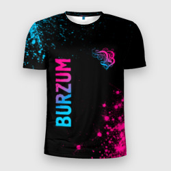 Мужская футболка 3D Slim Burzum - neon gradient: надпись, символ