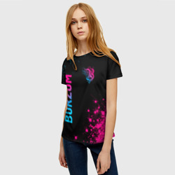 Женская футболка 3D Burzum - neon gradient: надпись, символ - фото 2