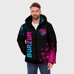 Мужская зимняя куртка 3D Burzum - neon gradient: надпись, символ - фото 2