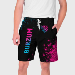 Мужские шорты 3D Burzum - neon gradient: надпись, символ