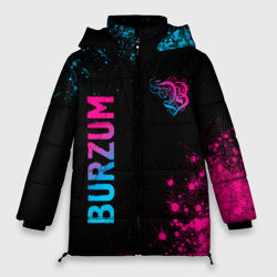 Женская зимняя куртка Oversize Burzum - neon gradient: надпись, символ