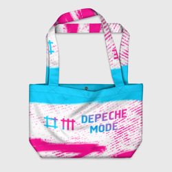 Пляжная сумка 3D Depeche Mode neon gradient style: надпись и символ