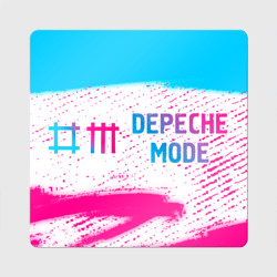 Магнит виниловый Квадрат Depeche Mode neon gradient style: надпись и символ