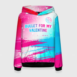 Женская толстовка 3D Bullet For My Valentine neon gradient style: символ сверху