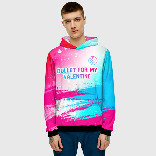 Мужская толстовка 3D Bullet For My Valentine neon gradient style: символ сверху, цвет черный - фото 3