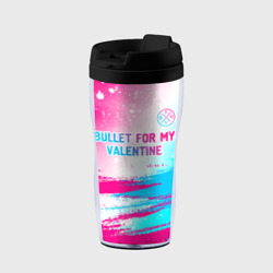 Термокружка-непроливайка Bullet For My Valentine neon gradient style: символ сверху