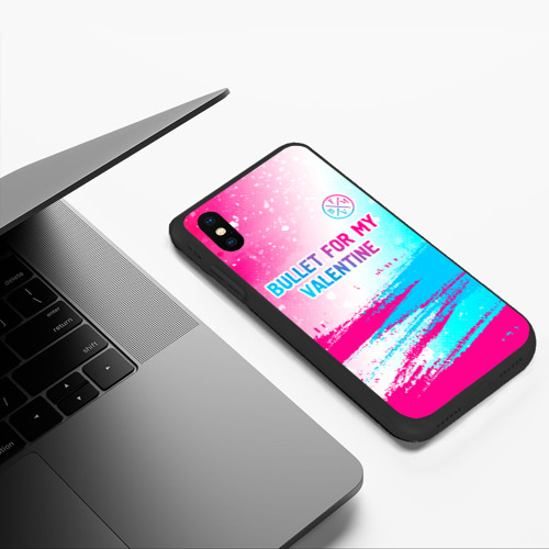 Чехол для iPhone XS Max матовый Bullet For My Valentine neon gradient style: символ сверху - фото 5