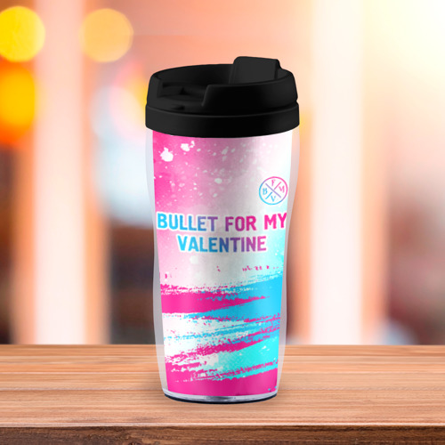 Термокружка-непроливайка Bullet For My Valentine neon gradient style: символ сверху - фото 3