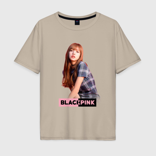 Мужская футболка хлопок Oversize Rose Blackpink, цвет миндальный