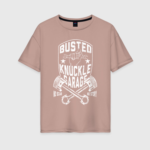 Женская футболка хлопок Oversize Busted knuckle, цвет пыльно-розовый