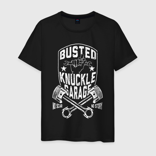 Мужская футболка хлопок Busted knuckle, цвет черный