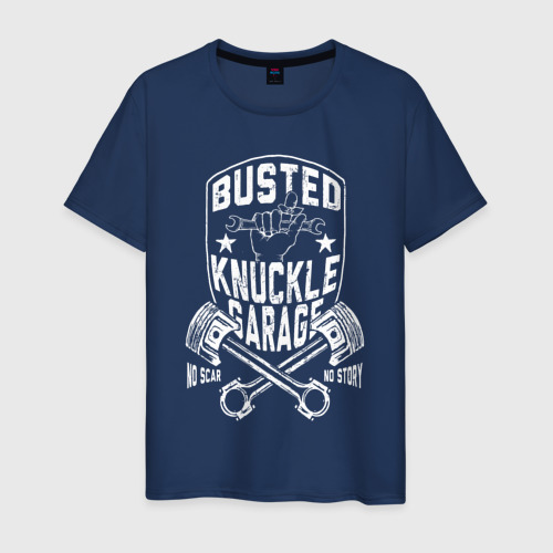Мужская футболка из хлопка с принтом Busted knuckle, вид спереди №1