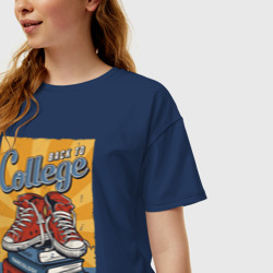 Женская футболка хлопок Oversize Back to college - фото 2