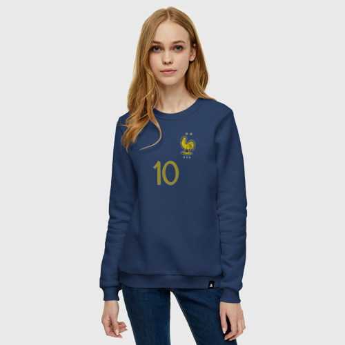 Женский свитшот хлопок с принтом Килиан Мбаппе ЧМ 2022 сборная Франции, фото на моделе #1