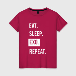 Eat Sleep Exo Repeat – Женская футболка хлопок с принтом купить