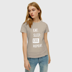 Женская футболка хлопок Eat Sleep Exo Repeat - фото 2