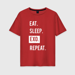Женская футболка хлопок Oversize Eat Sleep Exo Repeat