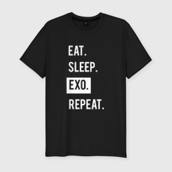 Мужская футболка хлопок Slim Eat Sleep Exo Repeat