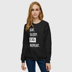 Женский свитшот хлопок Eat Sleep Exo Repeat - фото 2