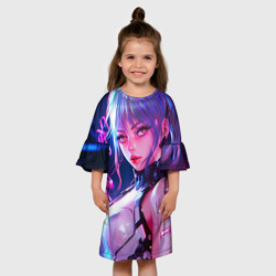 Детское платье 3D Кибер-девушка неон аниме - фото 2