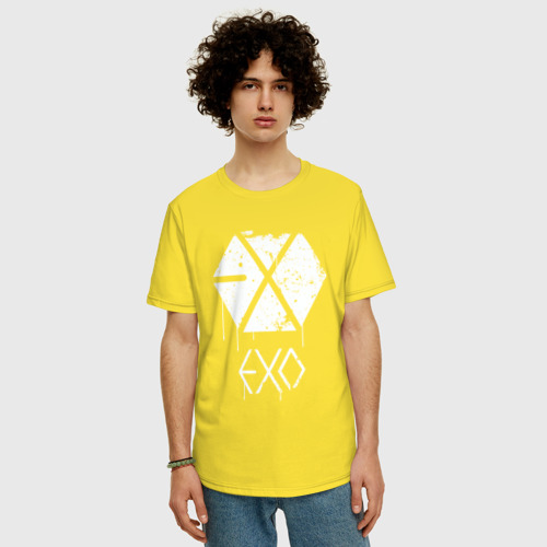 Мужская футболка хлопок Oversize Exo лого, цвет желтый - фото 3