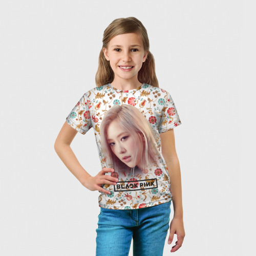 Детская футболка 3D с принтом Роуз цветной фон, вид сбоку #3