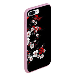 Чехол для iPhone 7Plus/8 Plus матовый Белая и красная сакура - цветение - фото 2