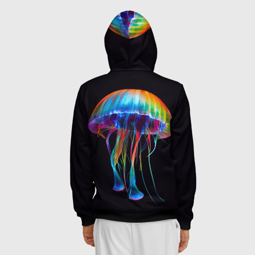 Мужская толстовка 3D на молнии Яркая медуза на спине, цвет черный - фото 4