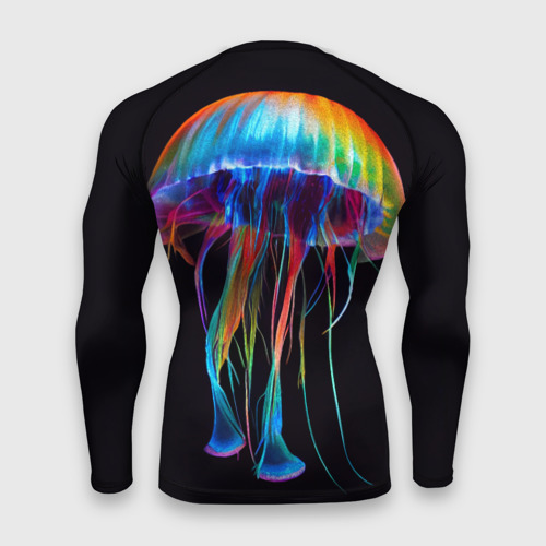 Мужской рашгард 3D с принтом Яркая медуза на спине, вид сзади #1