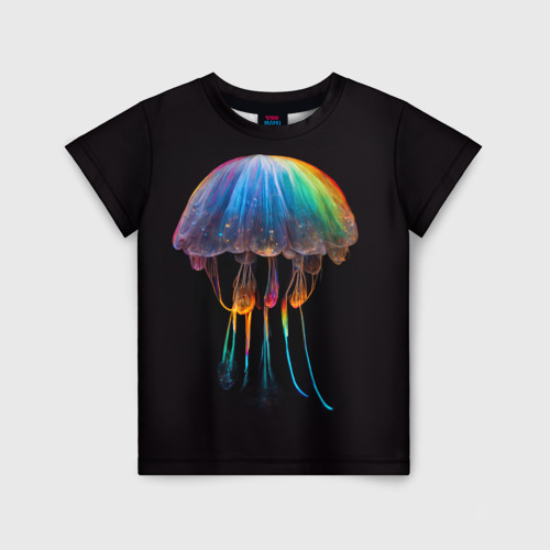Детская футболка с принтом Яркая медуза на глубине рисунок, вид спереди №1