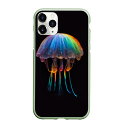 Чехол для iPhone 11 Pro матовый Яркая медуза на глубине рисунок