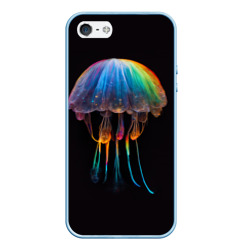 Чехол для iPhone 5/5S матовый Яркая медуза на глубине рисунок