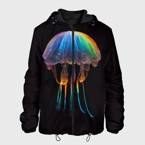 Мужская куртка 3D с принтом Яркая медуза на глубине рисунок, вид спереди #2