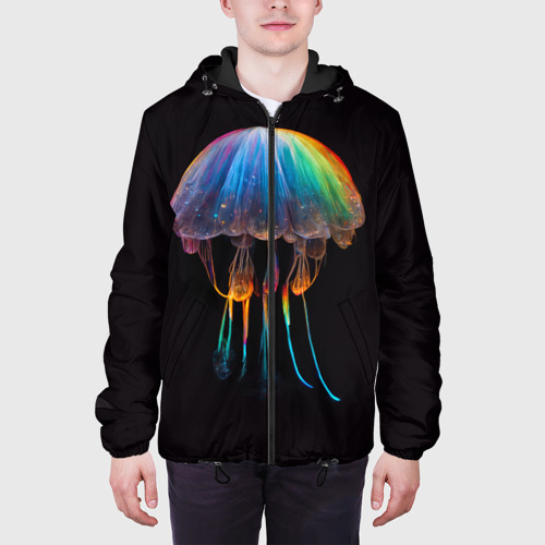 Мужская куртка 3D с принтом Яркая медуза на глубине рисунок, вид сбоку #3