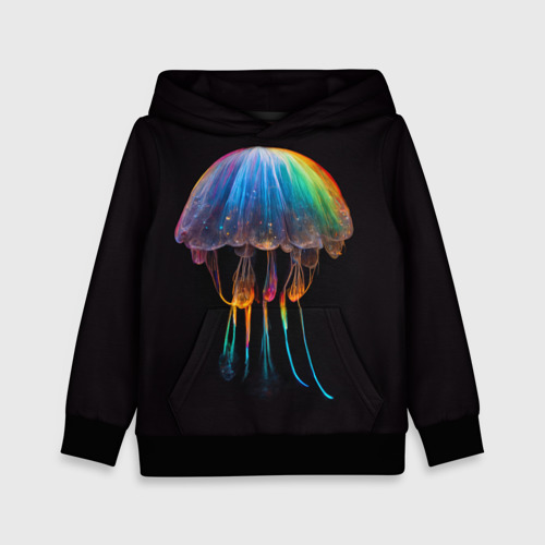 Детская толстовка 3D Яркая медуза на глубине рисунок, цвет черный