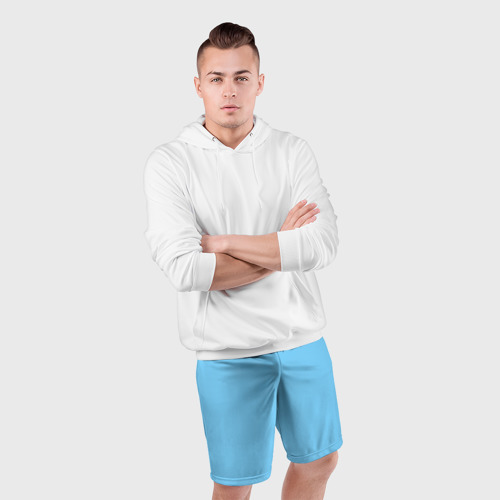 Мужские шорты спортивные Однотонный небесный голубой, цвет 3D печать - фото 5
