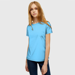 Женская футболка 3D Однотонный небесный голубой - фото 2