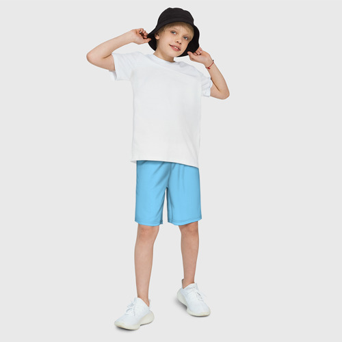 Детские спортивные шорты 3D Однотонный небесный голубой, цвет 3D печать - фото 3