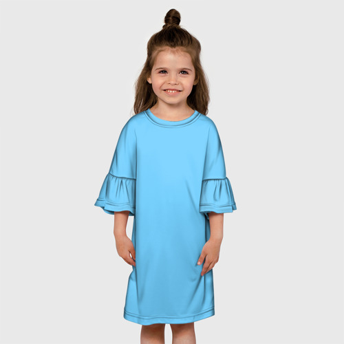 Детское платье 3D с принтом Однотонный небесный голубой, вид сбоку #3