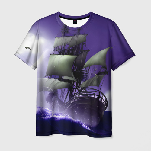 Мужская футболка 3D Корабль и шторм, цвет 3D печать
