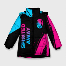 Зимняя куртка для девочек 3D Spirited Away - neon gradient: надпись, символ