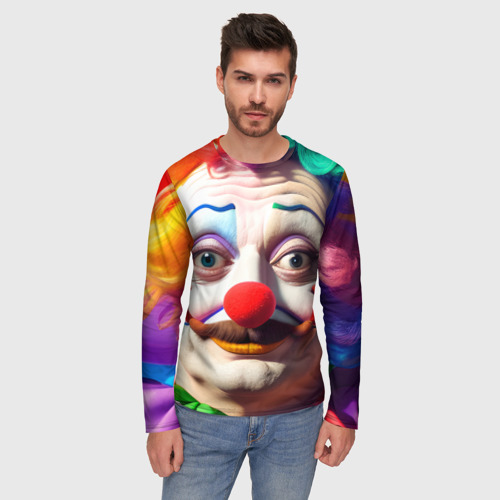 Мужской лонгслив 3D Клоун с улыбкой, цвет 3D печать - фото 3