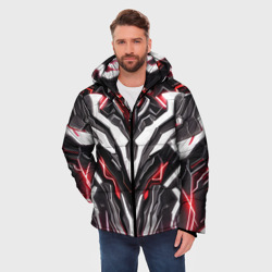 Мужская зимняя куртка 3D Неоновая кибер броня красная - фото 2