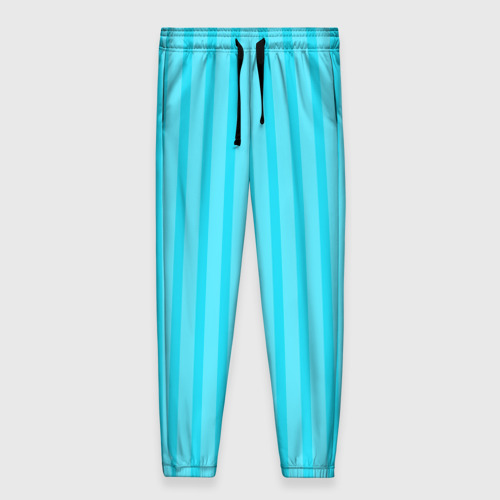 Женские брюки 3D с принтом Полосатый голубой, вид спереди #2
