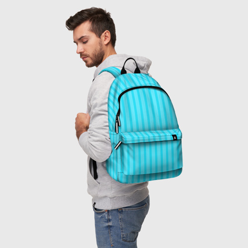 Рюкзак 3D с принтом Полосатый голубой, фото на моделе #1