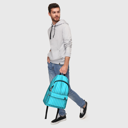 Рюкзак 3D с принтом Полосатый голубой, фото #5