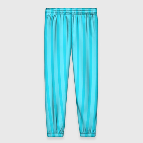 Женские брюки 3D с принтом Полосатый голубой, вид сзади #1