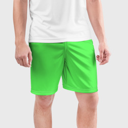 Мужские шорты спортивные Однотонный салатовый без рисунка - фото 2